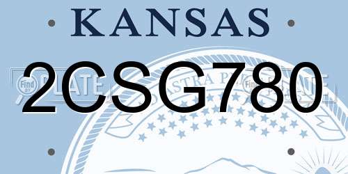 2CSG780 Kansas License Plate