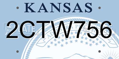 2CTW756 Kansas License Plate