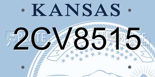 2CV8515 Kansas License Plate