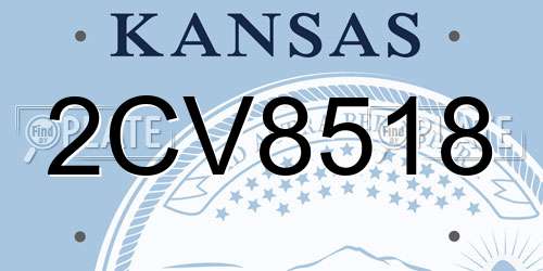 2CV8518 Kansas License Plate
