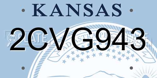 2CVG943 Kansas License Plate