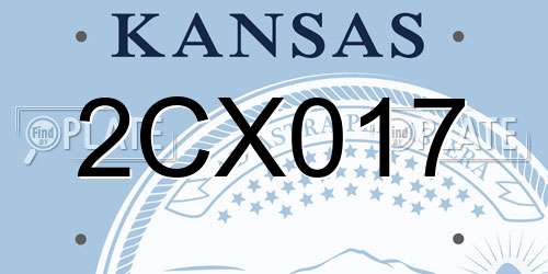 2CX017 Kansas License Plate