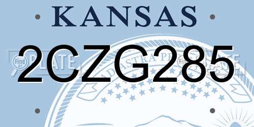 2CZG285 Kansas License Plate