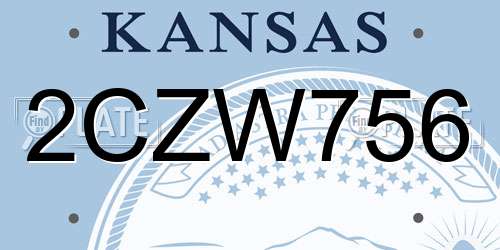 2CZW756 Kansas License Plate