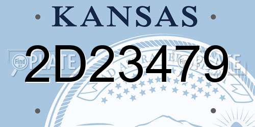 2D23479 Kansas License Plate