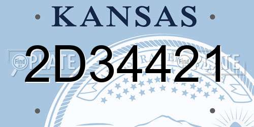 2D34421 Kansas License Plate