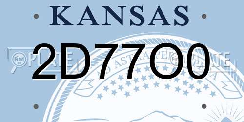 2D77O0 Kansas License Plate