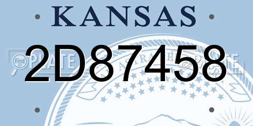 2D87458 Kansas License Plate