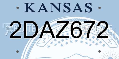 2DAZ672 Kansas License Plate