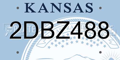 2DBZ488 Kansas License Plate