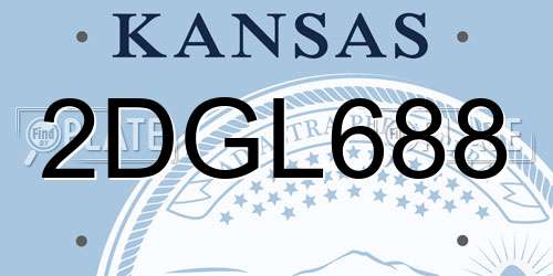 2DGL688 Kansas License Plate