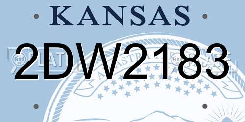 2DW2183 Kansas License Plate