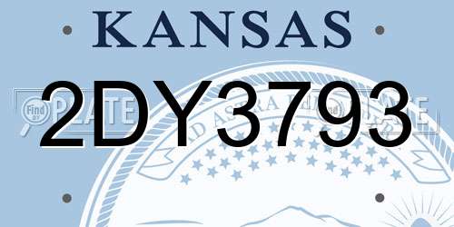 2DY3793 Kansas License Plate