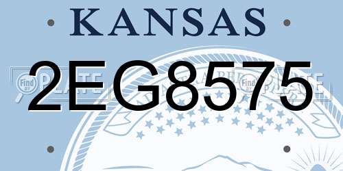 2EG8575 Kansas License Plate