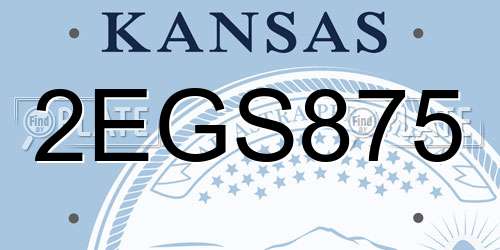 2EGS875 Kansas License Plate