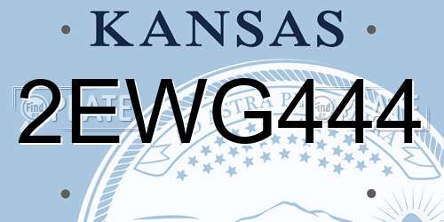 2EWG444 Kansas License Plate