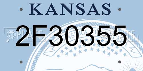 2F30355 Kansas License Plate