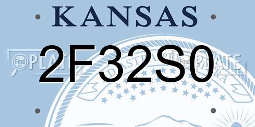 2F32S0 Kansas License Plate