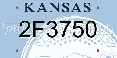 2F3750 Kansas License Plate