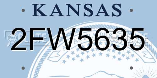 2FW5635 Kansas License Plate