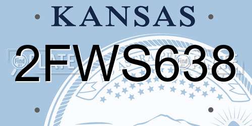 2FWS638 Kansas License Plate
