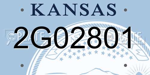 2G02801 Kansas License Plate