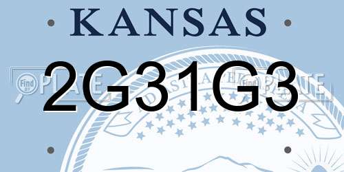 2G31G3 Kansas License Plate