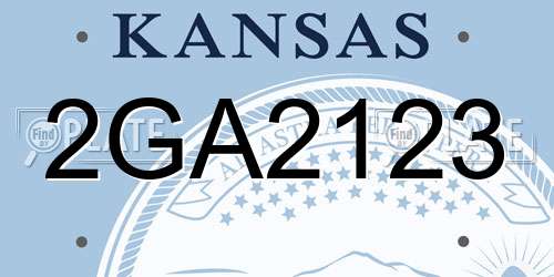2GA2123 Kansas License Plate
