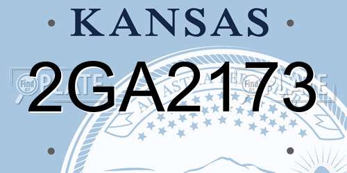 2GA2173 Kansas License Plate
