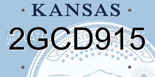 2GCD915 Kansas License Plate