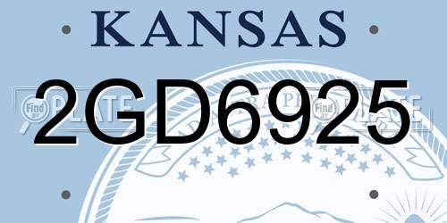 2GD6925 Kansas License Plate