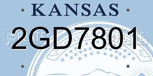 2GD7801 Kansas License Plate