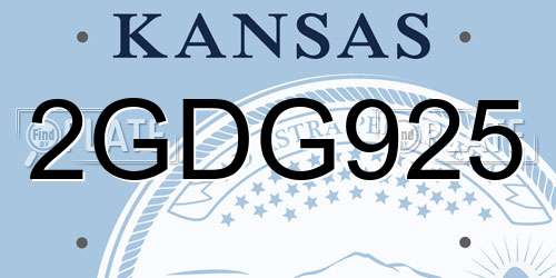 2GDG925 Kansas License Plate
