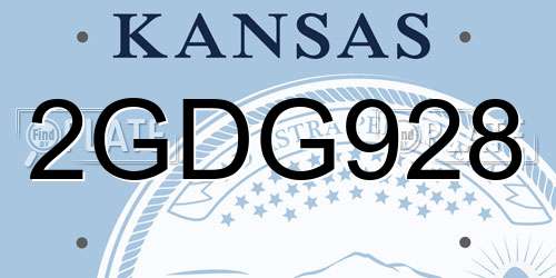 2GDG928 Kansas License Plate