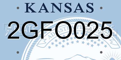 2GFO025 Kansas License Plate