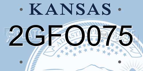 2GFO075 Kansas License Plate