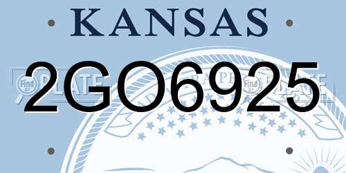 2GO6925 Kansas License Plate