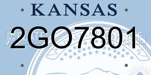 2GO7801 Kansas License Plate