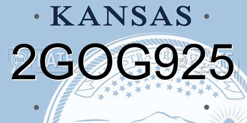 2GOG925 Kansas License Plate