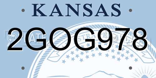 2GOG978 Kansas License Plate