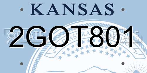 2GOT801 Kansas License Plate