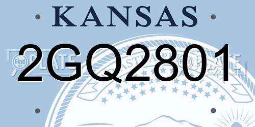 2GQ2801 Kansas License Plate