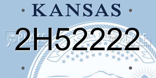 2H52222 Kansas License Plate