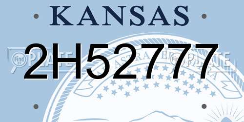 2H52777 Kansas License Plate