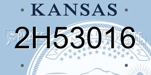 2H53016 Kansas License Plate