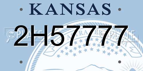 2H57777 Kansas License Plate