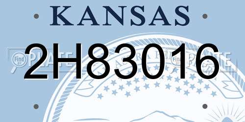 2H83016 Kansas License Plate