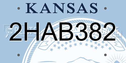 2HAB382 Kansas License Plate