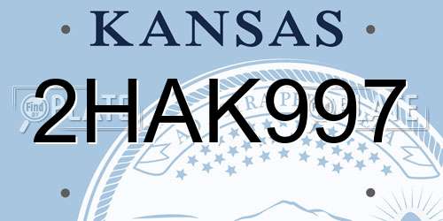 2HAK997 Kansas License Plate