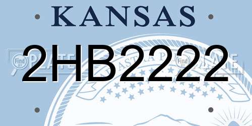 2HB2222 Kansas License Plate